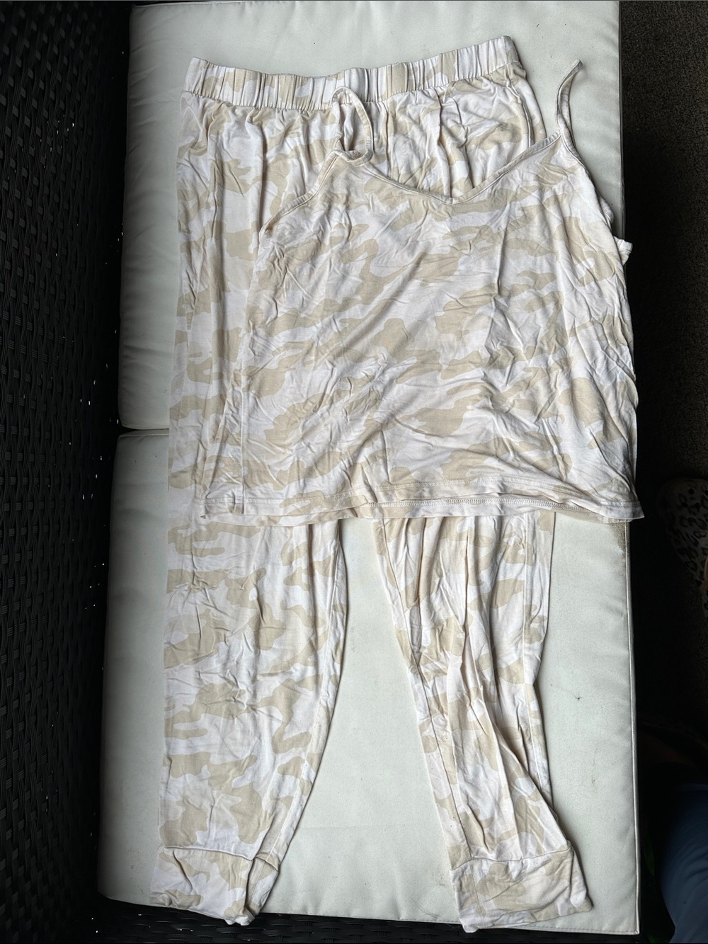 Light Beige Camouflage Lounge Set - Tank & Pants - Read description for sizing